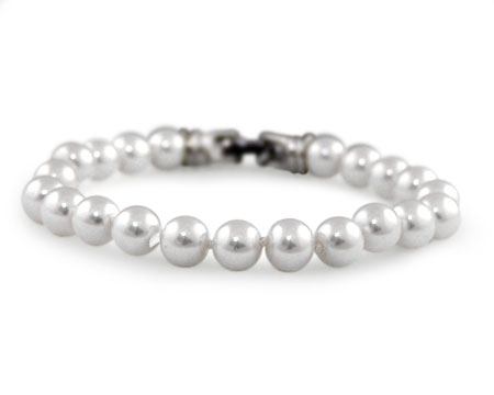White Pearl Bracelet with Silver Clasp (8mm) 