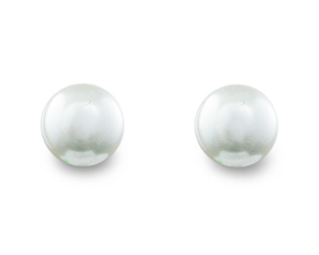 Lace Color Pearl Stud Earrings (White)