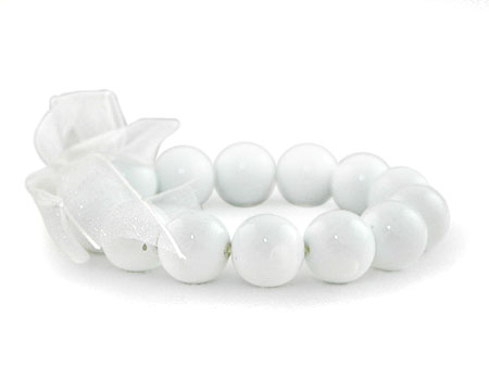 Solid White Pearl Stretch Bracelet (14mm)