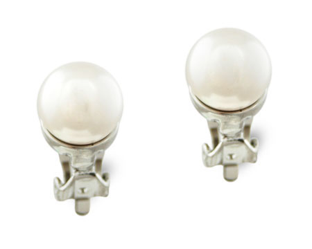 White 10mm Clip-On Pearl Stud Earrings 