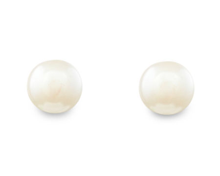 Champagne Pearl Stud Earrings on Gold (Ivory) multiple sizes