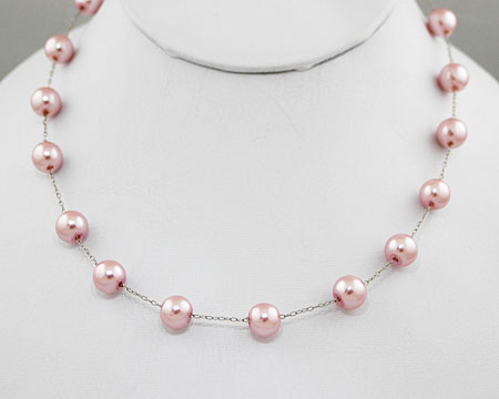 Pink Pearl Necklace on Silver (8mm) 