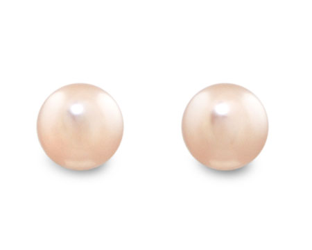 Pink Champagne Pearl Stud Earrings (8mm/10mm) 