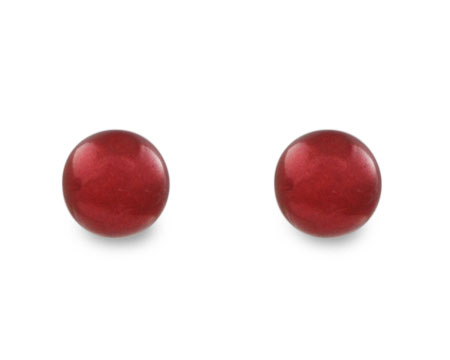 Cranberry Pearl Stud Earrings on Silver (8mm) 