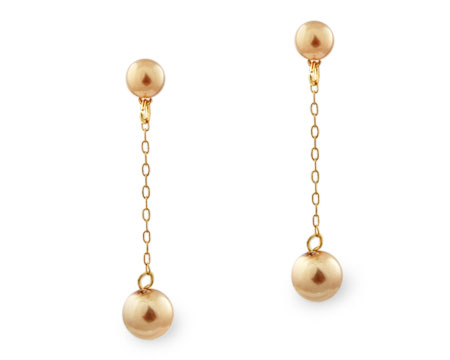 Long Gold Pearl Earring with Gold Chain