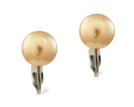 Light Gold Color 10mm Clip-On Pearl Stud Earrings 